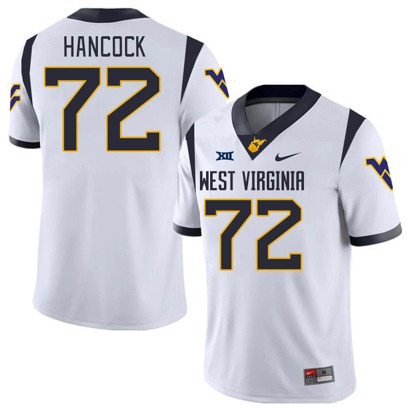 #72 Wesley Hancock West Virginia Mountaineers College 2024 New Uniforms Football Jerseys Stitched Sale-White